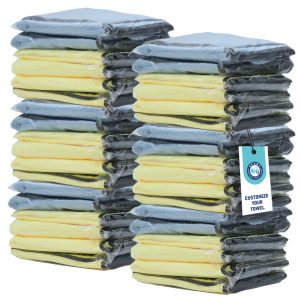 50x70CM 400GSM Microfiber Cleaning Cloth Branded Microfiber Blue Ribbed Car Washing Drying Car Cleaning Cloth