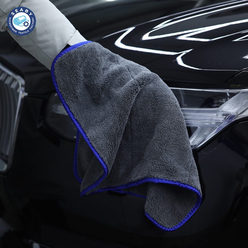 42x48CM Thickened Double Sided Coral Fleece Microfiber Car Drying Towel 1000GSM Polyester Car Polishing Detailing Cleaning Cloth