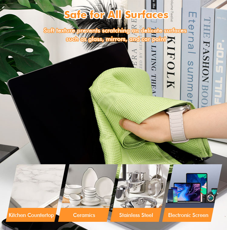 Microfiber Tea Towel Soft Absorbent Protective for Kitchen Glassware and Dishes