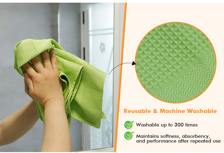 Microfiber Tea Towel Soft Absorbent Protective for Kitchen Glassware and Dishes