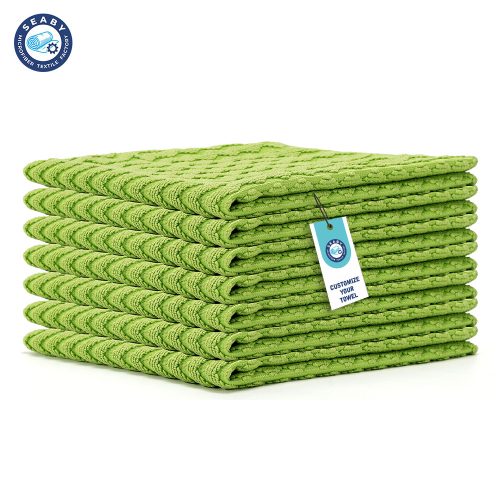 Green Jacquard Microfiber Towel – Fresh Stylish Appearance with Powerful Cleaning Ability, Perfect for Household Use