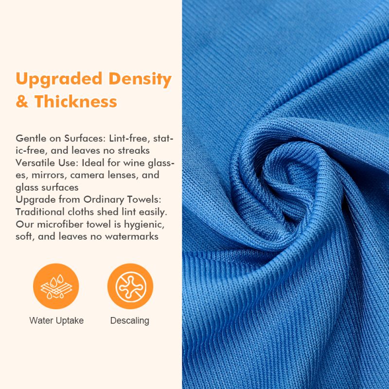 Microfiber Glass Towel Streak Free Polishing and Multi Purpose Cleaning for Home Windows Glass and Car Drying