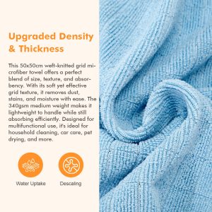 Microfiber Stripe Cleaning Towel Lint Free and Streak Free Effectively Traps Dust and Dirt for Furniture and Household Use