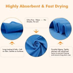 Microfiber Glass Towel Streak Free Polishing and Multi Purpose Cleaning for Home Windows Glass and Car Drying