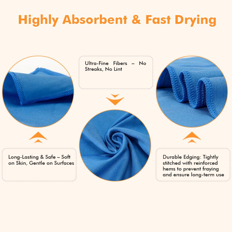 Microfiber Glass Towel Streak Free Polishing and Multi Purpose Cleaning for Home Windows Glass and Car Drying