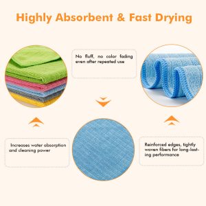 Microfiber Stripe Cleaning Towel Lint Free and Streak Free Effectively Traps Dust and Dirt for Furniture and Household Use