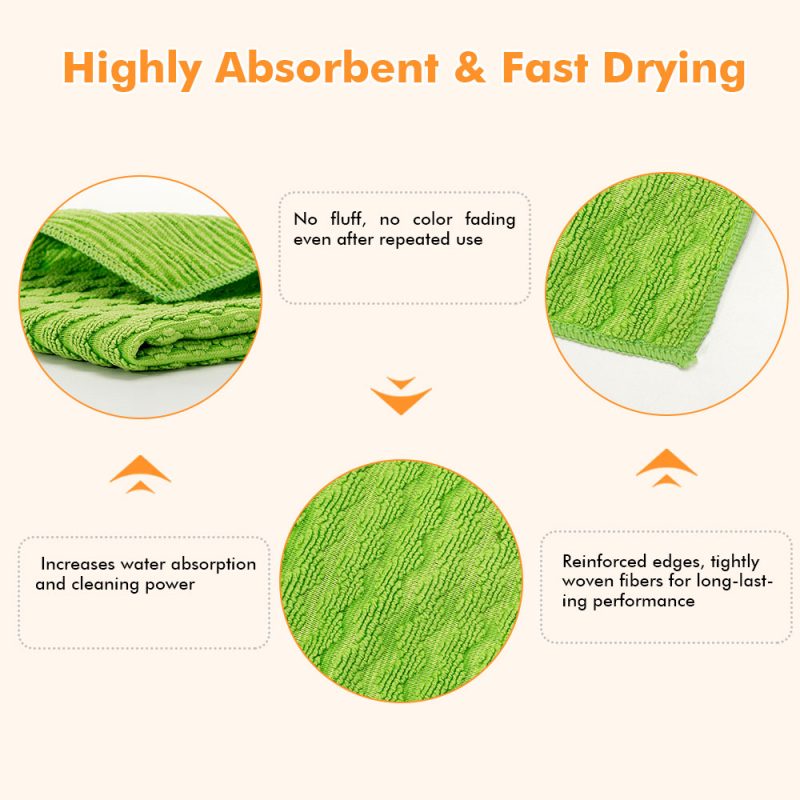 Green Jacquard Microfiber Towel – Fresh Stylish Appearance with Powerful Cleaning Ability, Perfect for Household Use