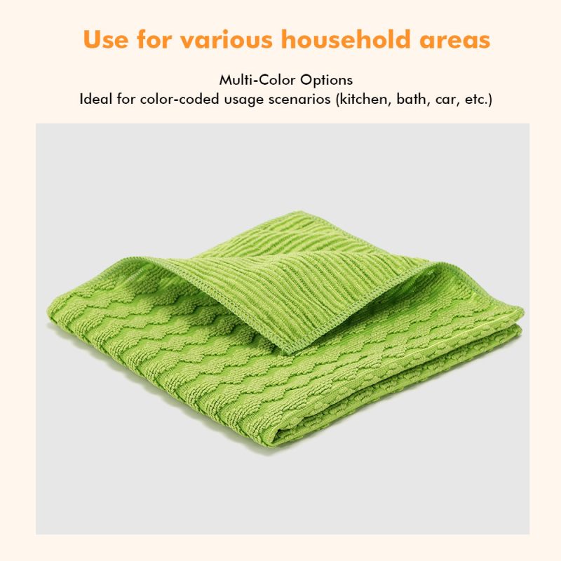 Green Jacquard Microfiber Towel – Fresh Stylish Appearance with Powerful Cleaning Ability, Perfect for Household Use