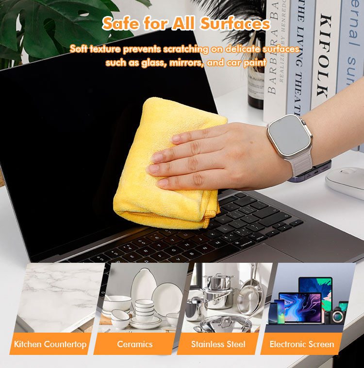 Weft Knitted Brushed Towel Cold Like Touch Softness Excellent Thermal Insulation for Cars Atelier Detailing and Kitchen Cleaning Tasks